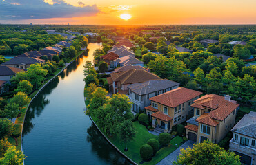 Wall Mural - Aerial view of neighborhood. The landscape of home financing is constantly evolving