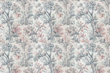 Wall Mural - Toile floral pattern tapestry. Vintage botanical wallpaper pattern. Background image. Created with Generative AI technology