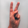Letter V in American Sign Language (ASL) for deaf people
