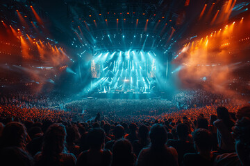 Poster - a concert venue pulsating with music, powered by energy generated from the movement of the crowd. co