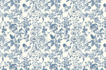 Poster - Toile floral pattern tapestry. Vintage botanical wallpaper pattern. Background image. Created with Generative AI technology