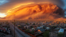 A Massive Dust Storm Near Gigantic Sand Dunes Is Seen Over The City