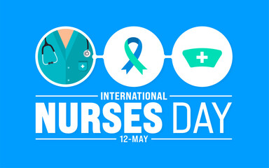 Wall Mural - 12 May is International Nurses Day background template. nurse dress, medical instrument, medicine, Medical and health care concept. use to background, banner, placard, card, and poster design.