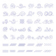 Linear waves. Stylized abstract icons of different waves collection recent vector shapes for logo designs