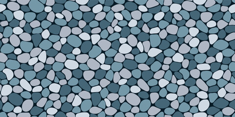 Fototapete - Cute stones template background. Paving seamless pattern vector illustration. Summer doodle sea cobblestone backdrop. Pebble, shingle beaches wallpaper for interior, exterior,travel, spa design.