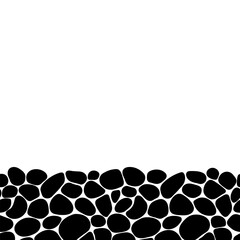 Fototapete - Pebble seamless pattern vector illustration. Stone template background. Black and white paving repeated card. Cobblestone wallpaper for interior designs, landscaping, web game and wall fill textures
