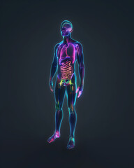 Wall Mural - Human body, x-ray anatomy isolated on black background