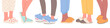 Human feet in cozy slippers. Warm home shoes. Fur, textile and suede footwear, pajama party, fluffy comfortable house flip flops, girls in funny soft boots cartoon flat isolated vector set