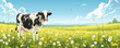 Cow grazing in the meadow. vector simple illustration