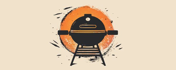 Wall Mural - BBQ grill simple and symbol icon. Barbecue charcoal, outdoor cooking badge. Logo for restaurant or steakhouse menu. vector simple illustratio