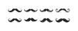 Set of black mustache icons on white background hand drawn. vector simple illustration