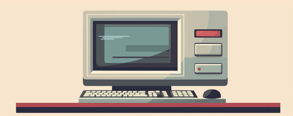 Poster - Desktop computer icon vector isolated