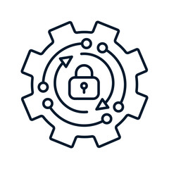 Poster - Cybersecurity concept. Vector linear icon isolated on white background.