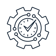 Poster - Software maintenance time. Vector linear icon isolated on white background.