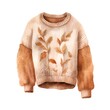 Watercolor autumn knitted sweater isolated on white background. Hand drawn illustration