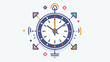 Simple line art icon of clock with hour and minute 