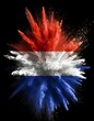 Holland colorful flag holi paint powder explosion on isolated background, generated by AI