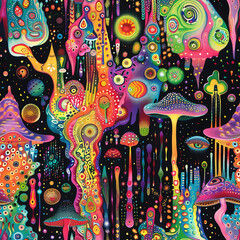 Poster - Psychedelic Seamless Patterns Background