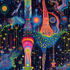 Poster - Psychedelic Seamless Patterns Background