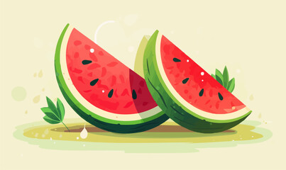 Wall Mural - Watermelon vector flat minimalistic isolated vector style illustratio