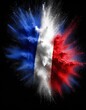 France colorful flag holi paint powder explosion on isolated background, generated by AI