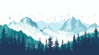 Forest and mountains illustration designnature background