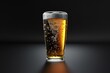 Glass of beer with bubbles on a dark background,   rendering
