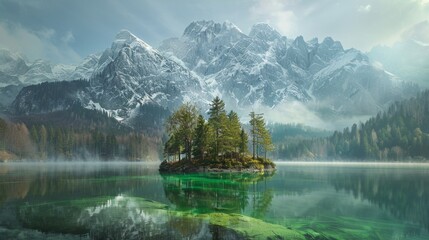 Canvas Print - Mountains, island, water view