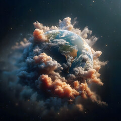 Wall Mural - blue planet in space