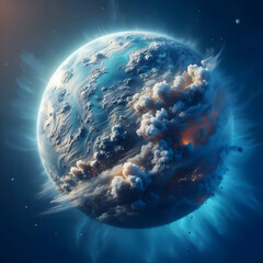 Wall Mural - blue planet in space