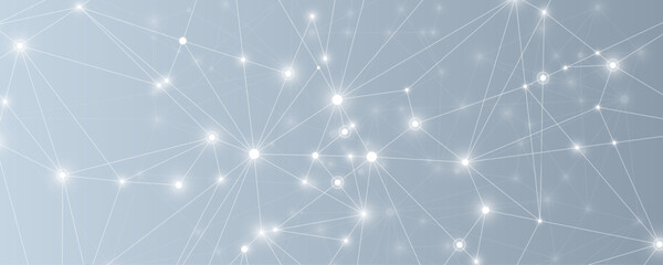 Aufkleber - Vector connections of lines and dots. Technology banner template. Graphic abstract background communication. Minimal array with compounds lines and dots. Digital data visualization
