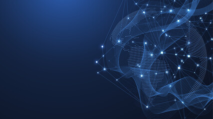 Aufkleber - Global network connection concept. Big data visualization. Social network communication in the global computer networks. Internet technology. Business. Science. Vector illustration