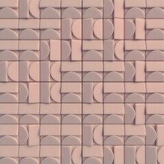 Aufkleber - Geometric pattern of intertwining shapes in a muted pink color. 3d rendering digital illustration