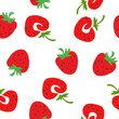 Seamless vector bright simple summer pattern with strawberries of two different types of stylization on a white background for wallpaper, textiles, wrapping paper, cards, banners. 