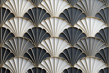 Poster - Sophisticated abstract 3d pattern. Japanese and Scandinavian style. Art deco. Background image. Created with Generative AI technology.