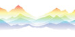 Mountain ranges, fading dot, rainbow colors, vector background, minimalism