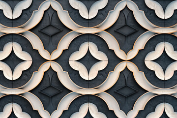 Poster - Sophisticated abstract 3d pattern. Japanese and Scandinavian style. Background image. Created with Generative AI technology.