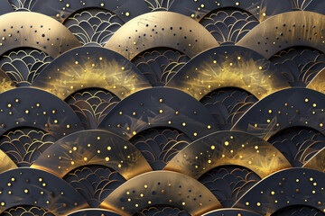 Poster - Sophisticated abstract 3d pattern. Japanese and Scandinavian style. Background image. Created with Generative AI technology.