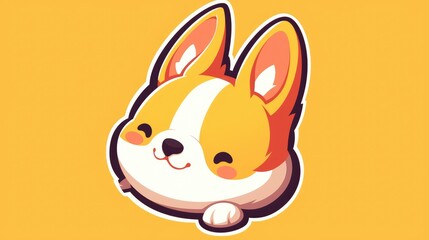 Sticker - Logo design featuring a creative and adorable cartoon corgi dog