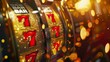Golden slot machine wins the jackpot. 777 Big win concept. Casino jackpot. 