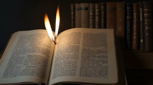 Relaxing and reading bible by candlelight at night
book with candle. Generative.Ai