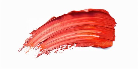 Hand painted stroke of red paint brush isolated on white background