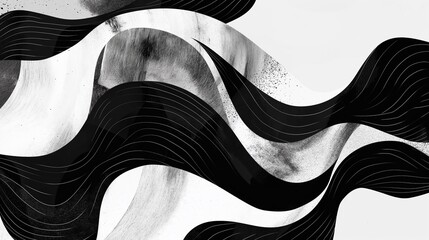 Wall Mural - A Seamless Pattern With Abstract Black And White Wave.