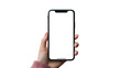 
hand holding smartphone with blank transparent  place screen. layout for your digital advertising
