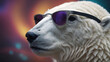 Polar bear wearing sunglasses