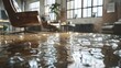 © Ян Заболотний - Accidental Flooding Insurance Coverage for Modern Offices and Homes. Concept Flood Insurance, Office Coverage, Home Protection, Accidental Damage, Modern Buildings