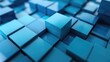 Geometric Blue. Perfectly Aligned Multisized Blocks on Modern Tech Background