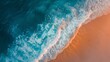 © wanna - Beautiful beach with turquoise water and waves from above, top view