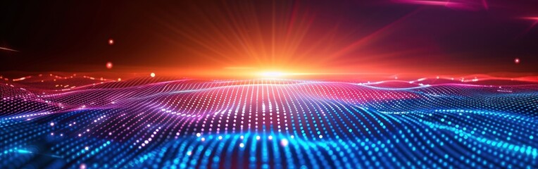 Poster - A digital abstract background featuring bright lights and dynamic lines creating a visually striking composition