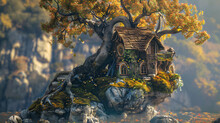 Fairy Tree House In Fantasy Rocks